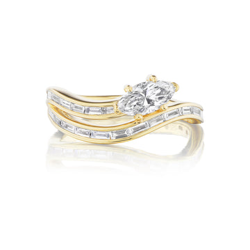 Diamond Spur Marquise Baguette Wrap Ring