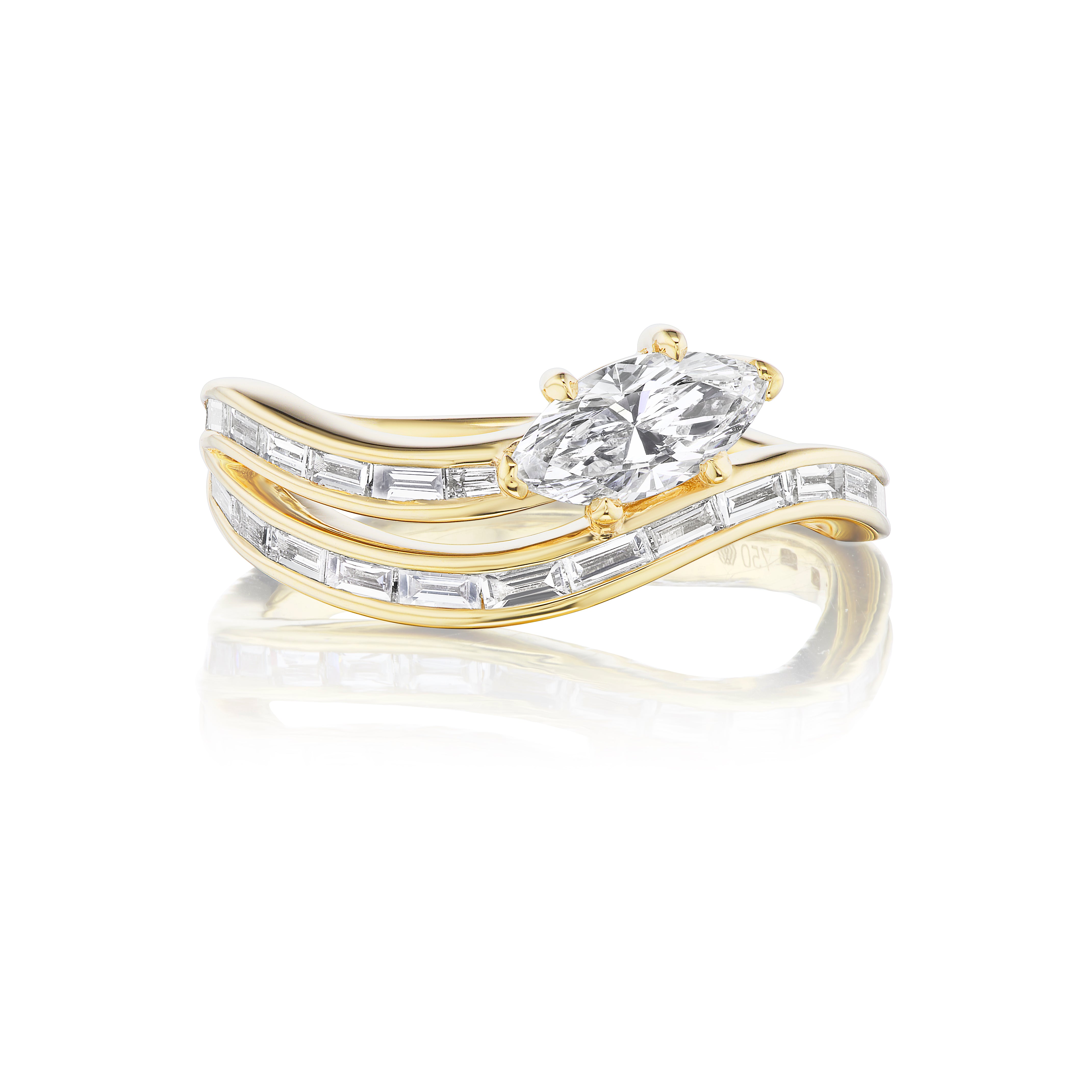 Diamond Spur Marquise Baguette Wrap Ring