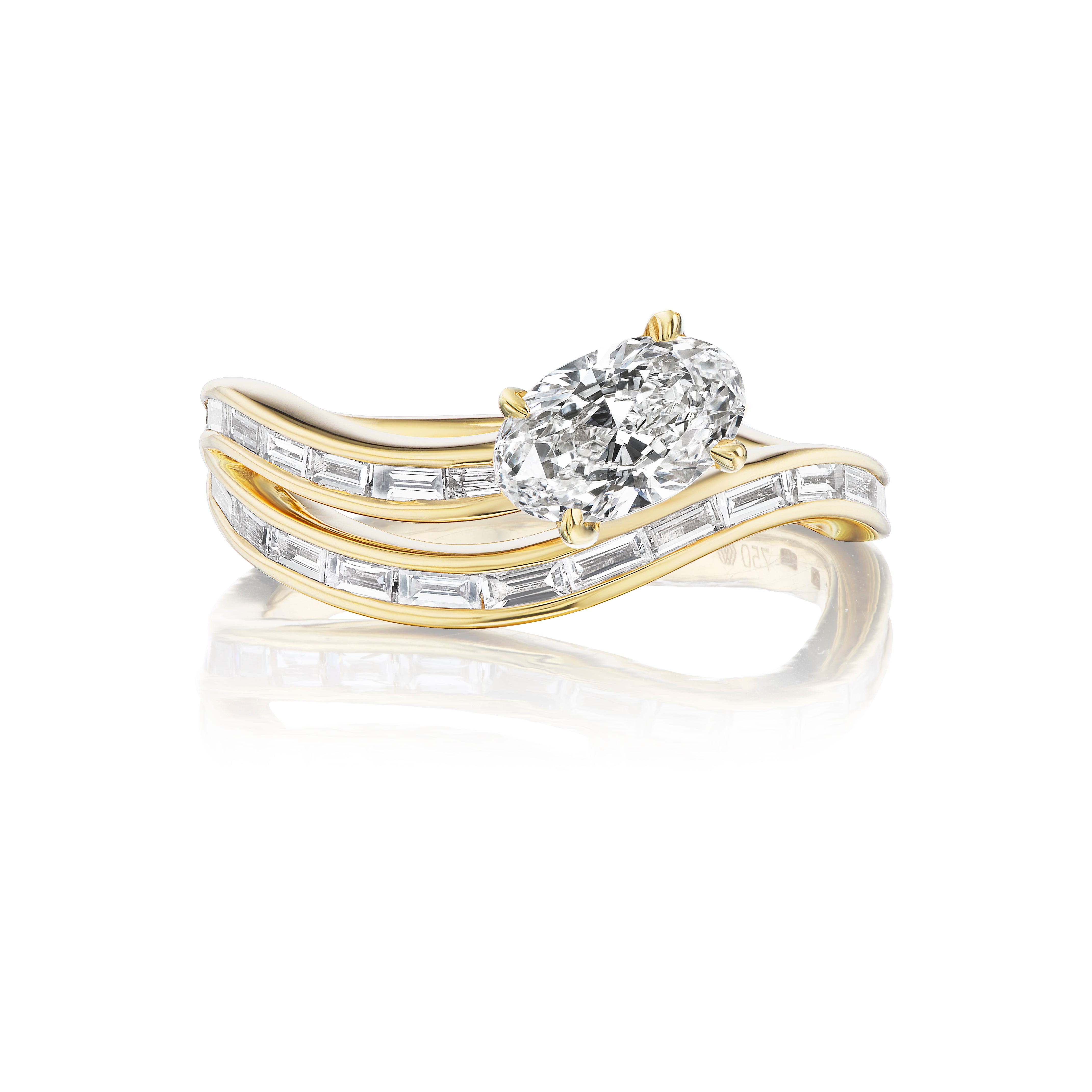 Diamond Spur Oval Baguette Wrap Ring