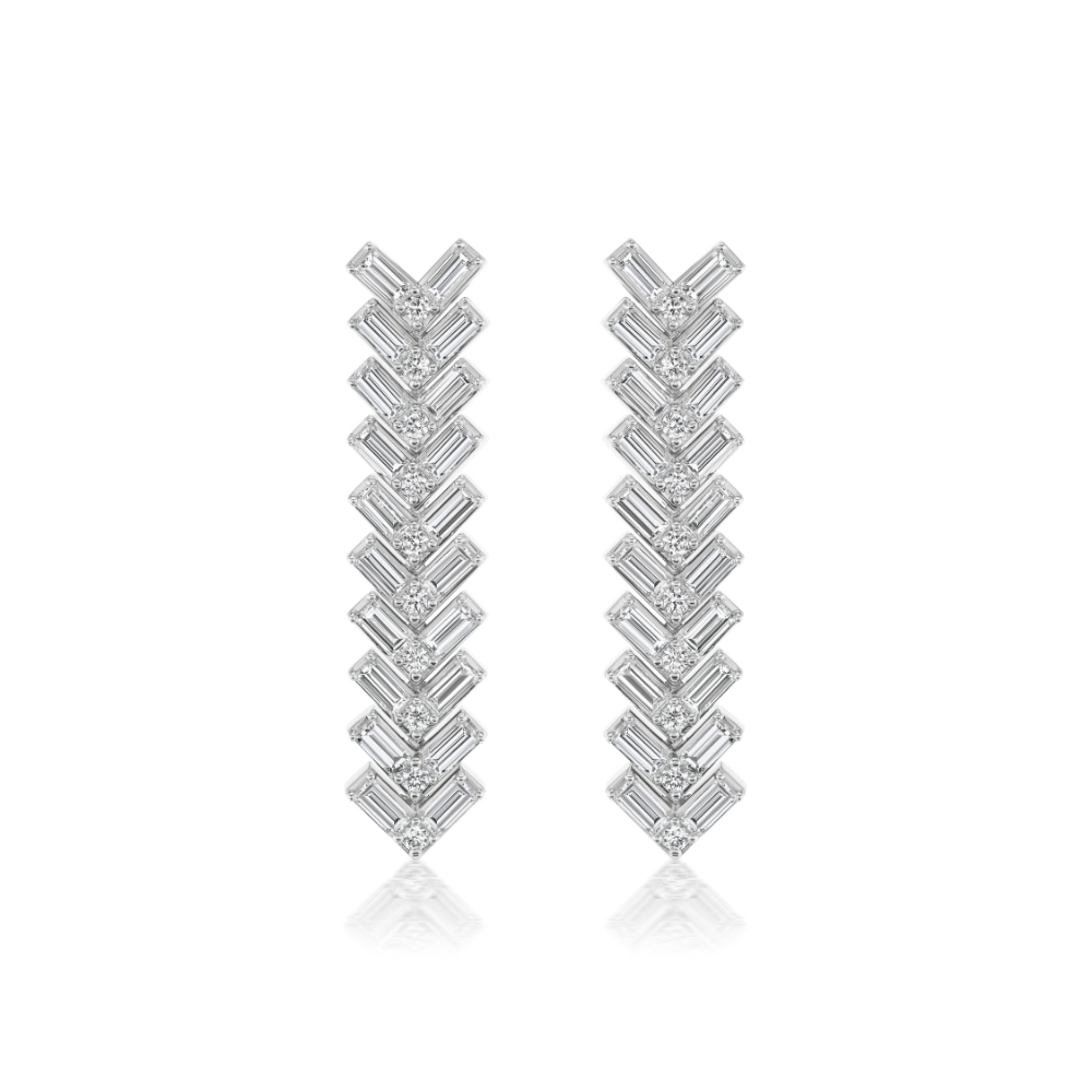 Diamond Spur Herringbone Earrings