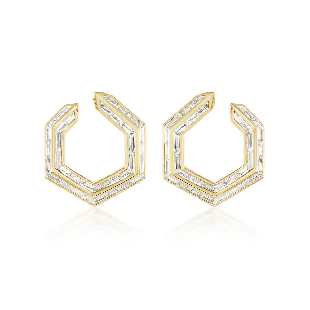 Diamond Spur Baguette Hoops