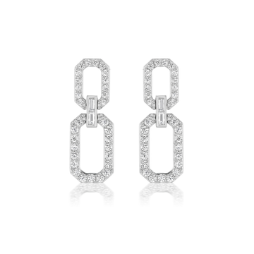 Diamond Spur Pave & Baguette Drop Earrings