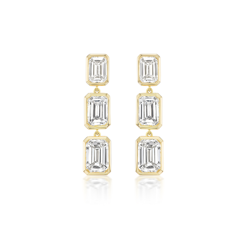 Riata 3-Drop Emerald-Cut Earrings