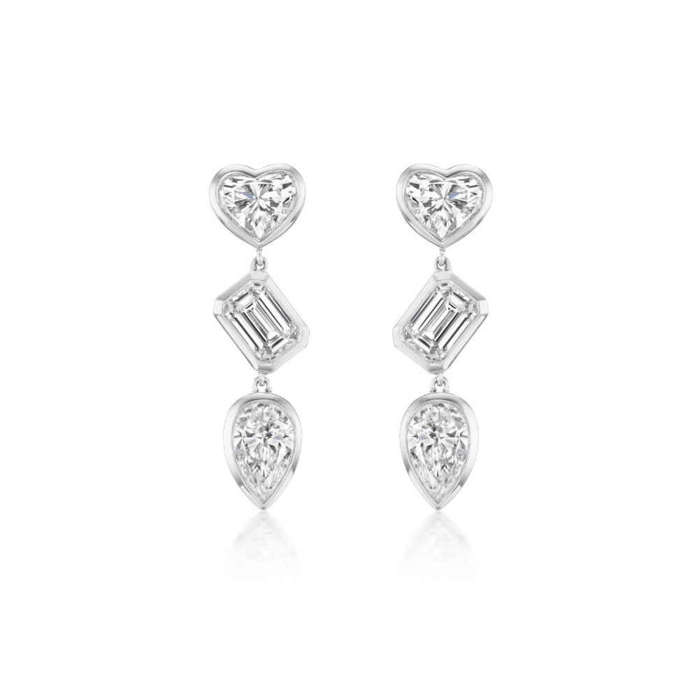 Riata 3-Drop Mixed Cut Earrings