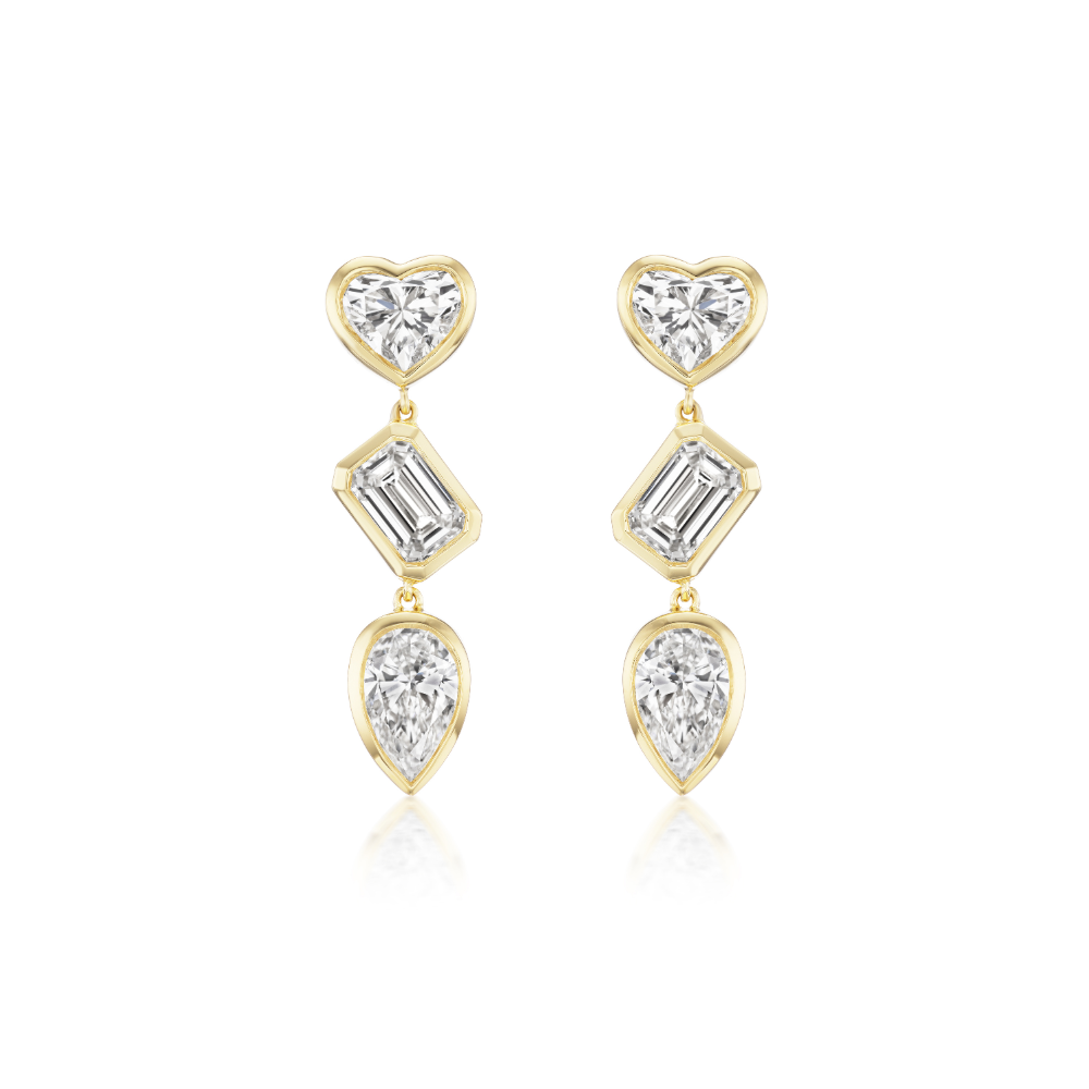 Riata 3-Drop Mixed Cut Earrings